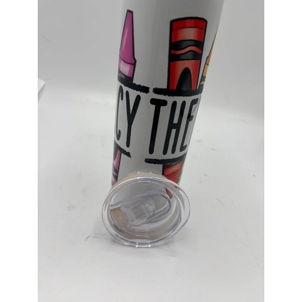 ZONEGRACE 20 oz Skinny Stainless Steel Tumbler Colorful Crayon Teacher Pharmacy